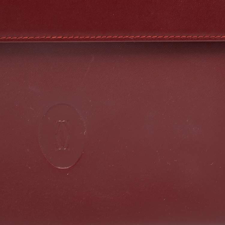 Pre Owned Cartier Burgundy Leather Must De Cartier Pouch