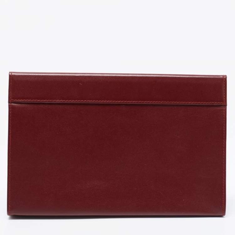 Pre Owned Cartier Burgundy Leather Must De Cartier Pouch