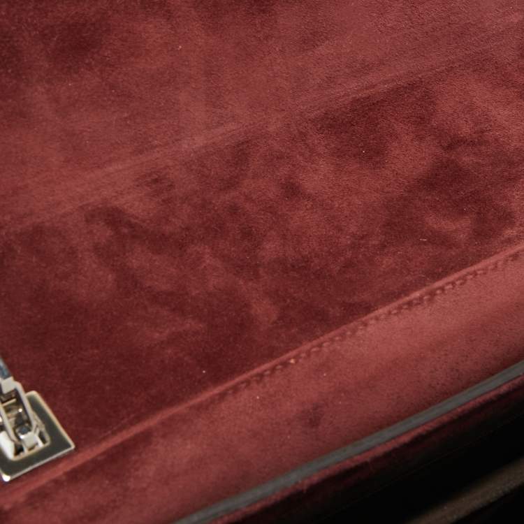 Pre Owned Cartier Burgundy Patent Leather/Suede and Snakeskin Classic Feminine Line Chain Bag