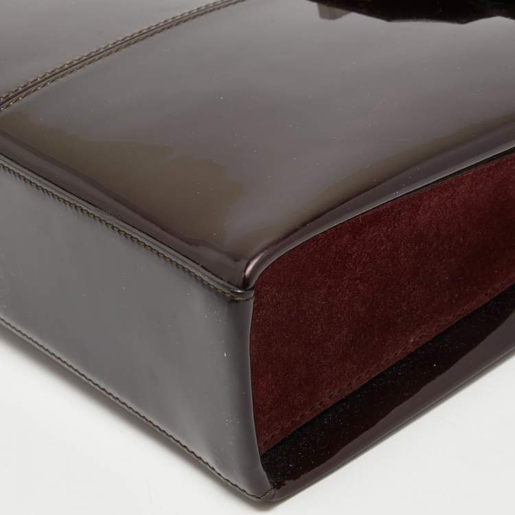 Pre Owned Cartier Burgundy Patent Leather/Suede and Snakeskin Classic Feminine Line Chain Bag