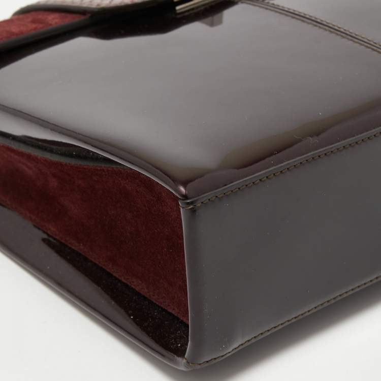 Pre Owned Cartier Burgundy Patent Leather/Suede and Snakeskin Classic Feminine Line Chain Bag