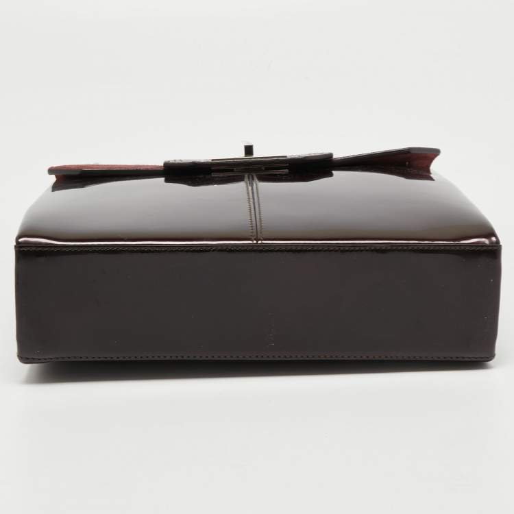 Pre Owned Cartier Burgundy Patent Leather/Suede and Snakeskin Classic Feminine Line Chain Bag