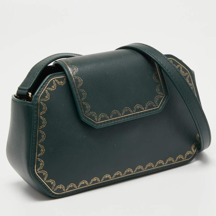 Pre Owned Cartier Green Leather Guirlande de Cartier Shoulder Bag 