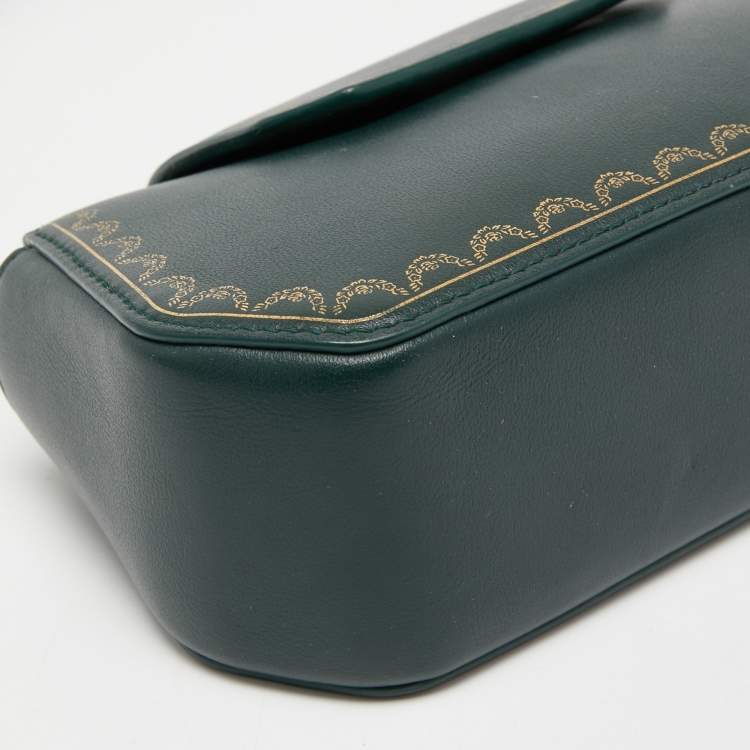 Pre Owned Cartier Green Leather Guirlande de Cartier Shoulder Bag 