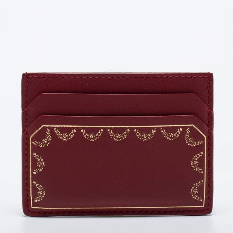 مملوكة مسبقًا Cartier Red Leather Guirlande de Cartier Card Holder