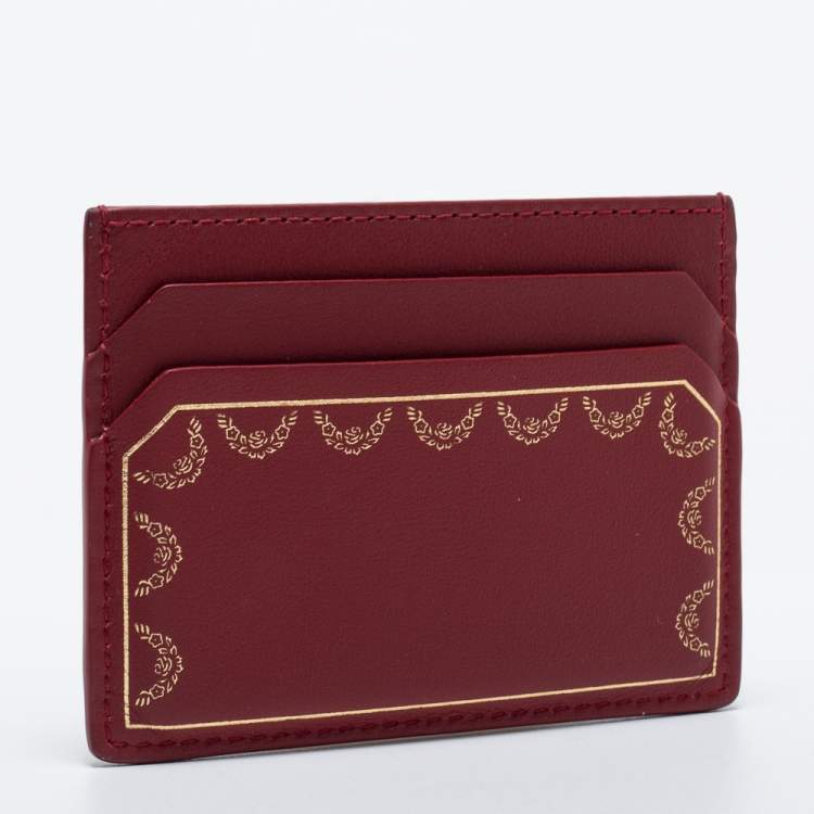 مملوكة مسبقًا Cartier Red Leather Guirlande de Cartier Card Holder