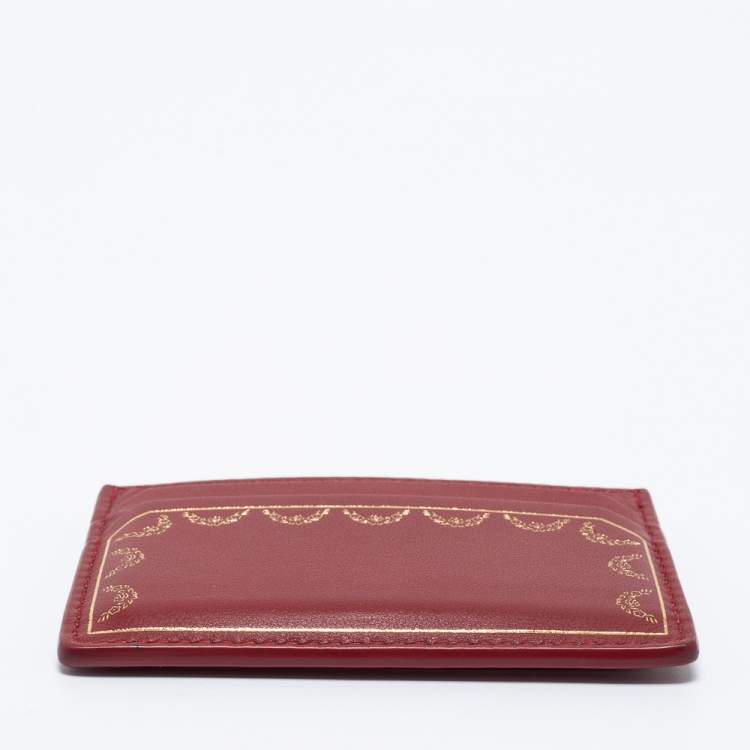 مملوكة مسبقًا Cartier Red Leather Guirlande de Cartier Card Holder
