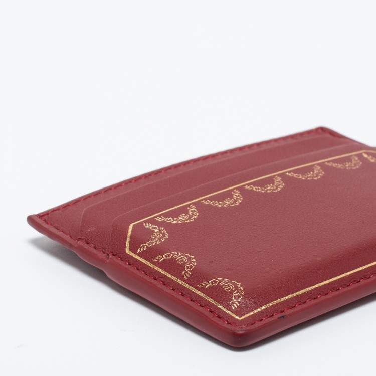 مملوكة مسبقًا Cartier Red Leather Guirlande de Cartier Card Holder