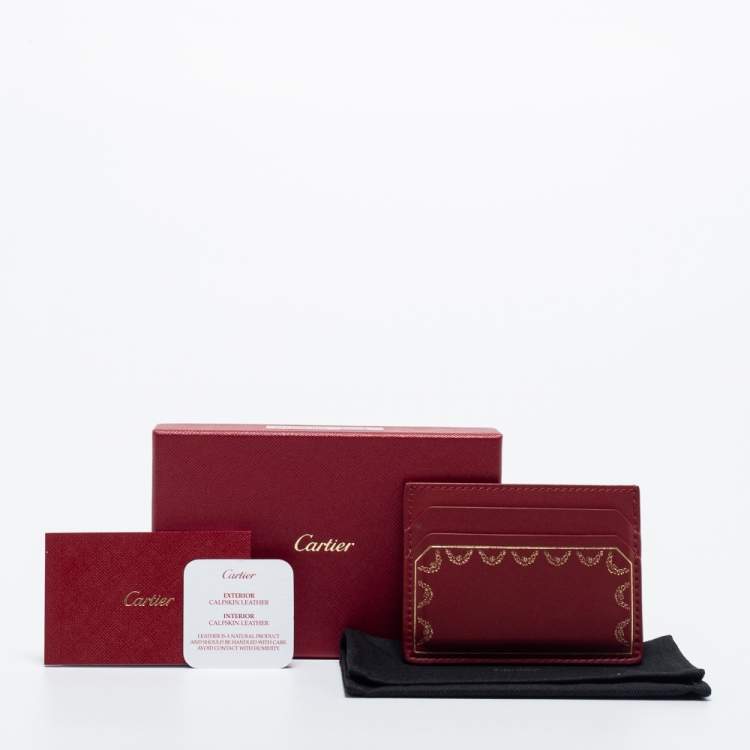 مملوكة مسبقًا Cartier Red Leather Guirlande de Cartier Card Holder