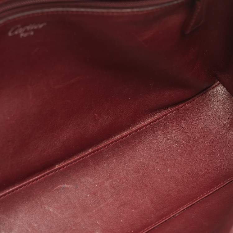 Pre Owned Cartier Black Leather Cabochon Flap Shoulder Bag