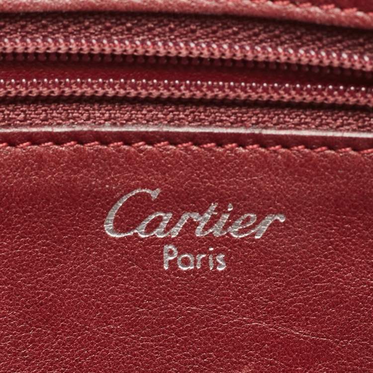 Pre Owned Cartier Black Leather Cabochon Flap Shoulder Bag