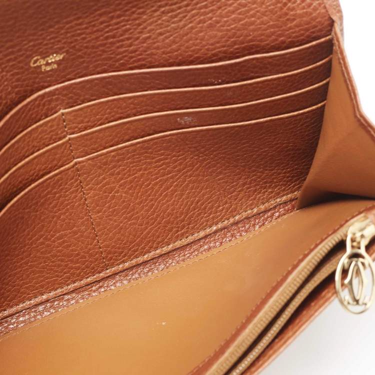 Pre Owned Cartier Brown Leather Must de Cartier Continental Wallet