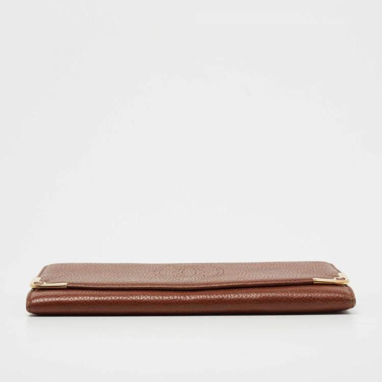 Pre Owned Cartier Brown Leather Must de Cartier Continental Wallet