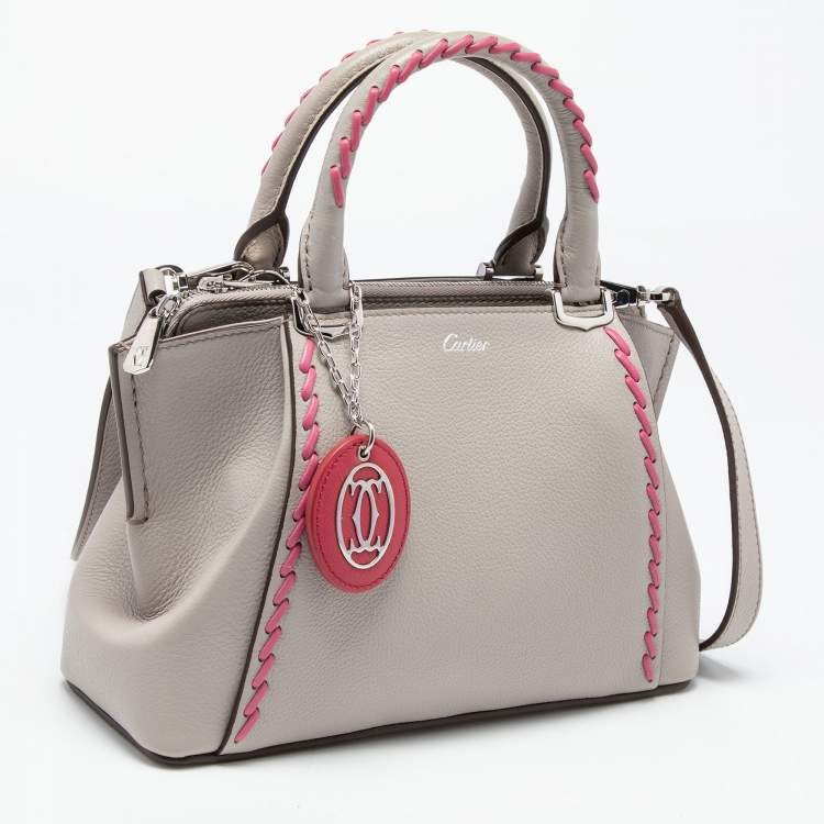 Pre Owned Cartier Dusty Pink Leather Mini Limited Edition C de Cartier Satchel