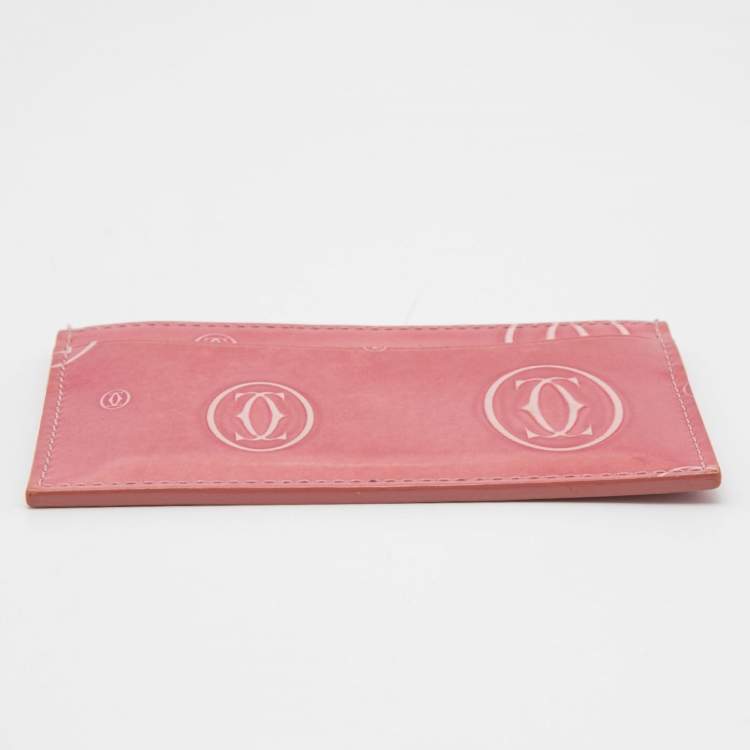 Pre Owned Cartier Pink Patent Leather Happy Birthday Card Holder