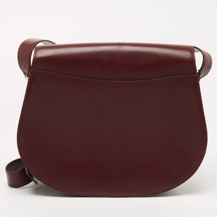 Pre Owned Cartier Burgundy Leather Must de Cartier Saddle Bag