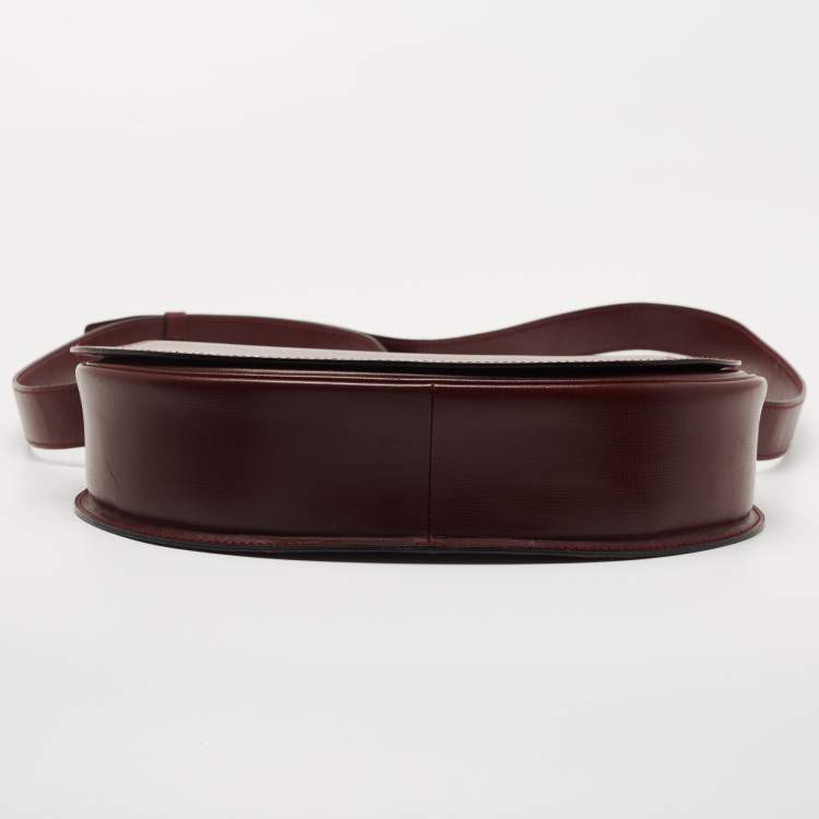 Pre Owned Cartier Burgundy Leather Must de Cartier Saddle Bag