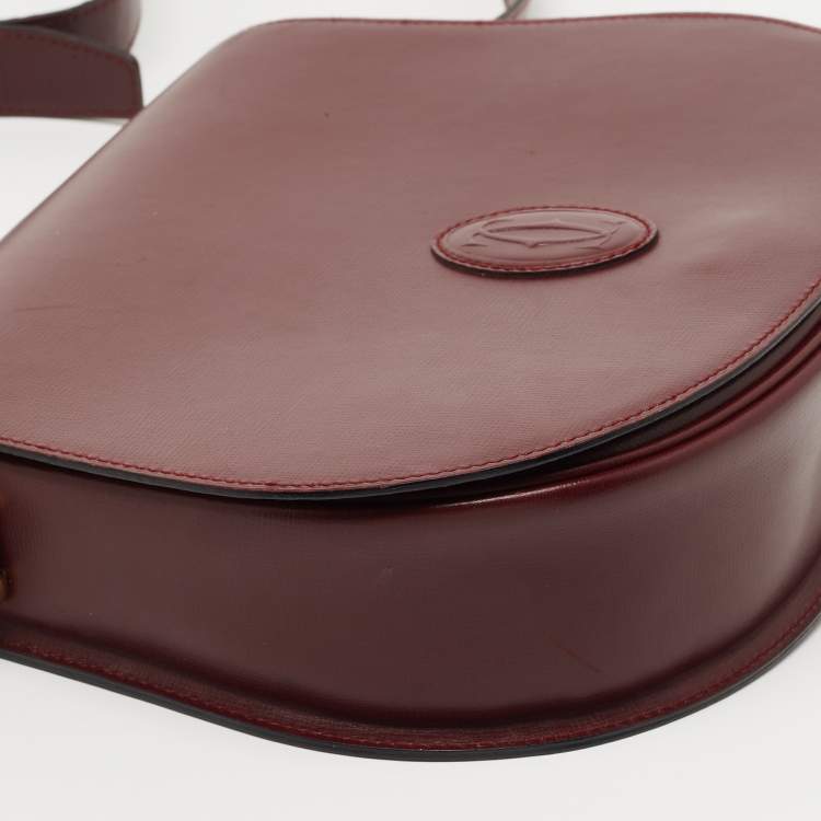 Pre Owned Cartier Burgundy Leather Must de Cartier Saddle Bag