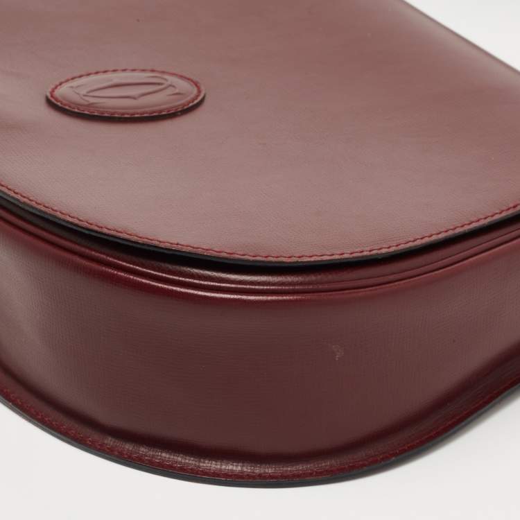 Pre Owned Cartier Burgundy Leather Must de Cartier Saddle Bag