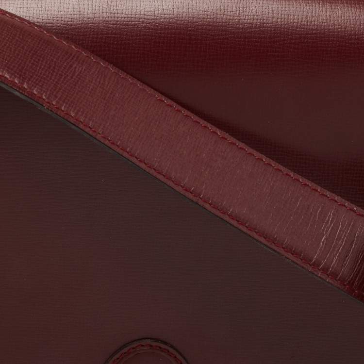 Pre Owned Cartier Burgundy Leather Must de Cartier Saddle Bag