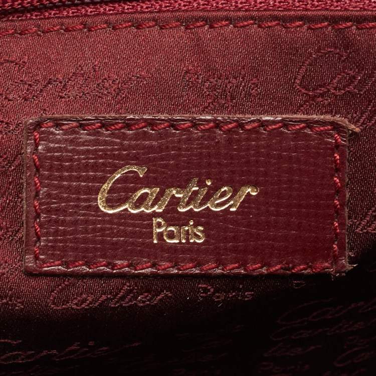 Pre Owned Cartier Burgundy Leather Must de Cartier Saddle Bag