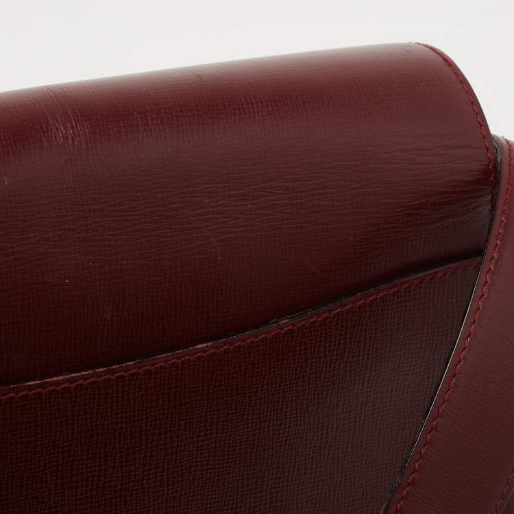 Pre Owned Cartier Burgundy Leather Must de Cartier Saddle Bag