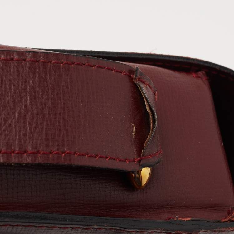 Pre Owned Cartier Burgundy Leather Must de Cartier Saddle Bag