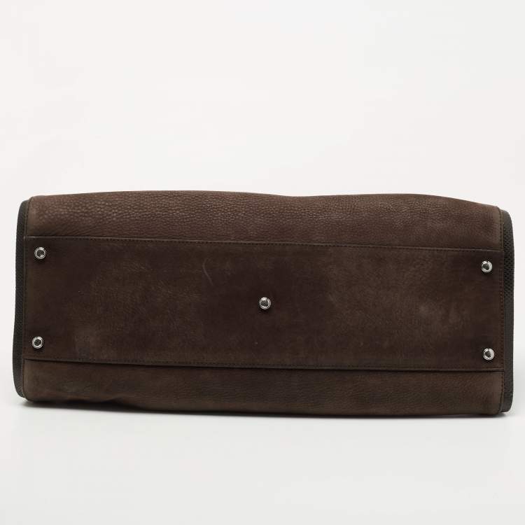 Pre Owned Cartier Brown Nubuck Leather and Lizard Marcello de Cartier Bag