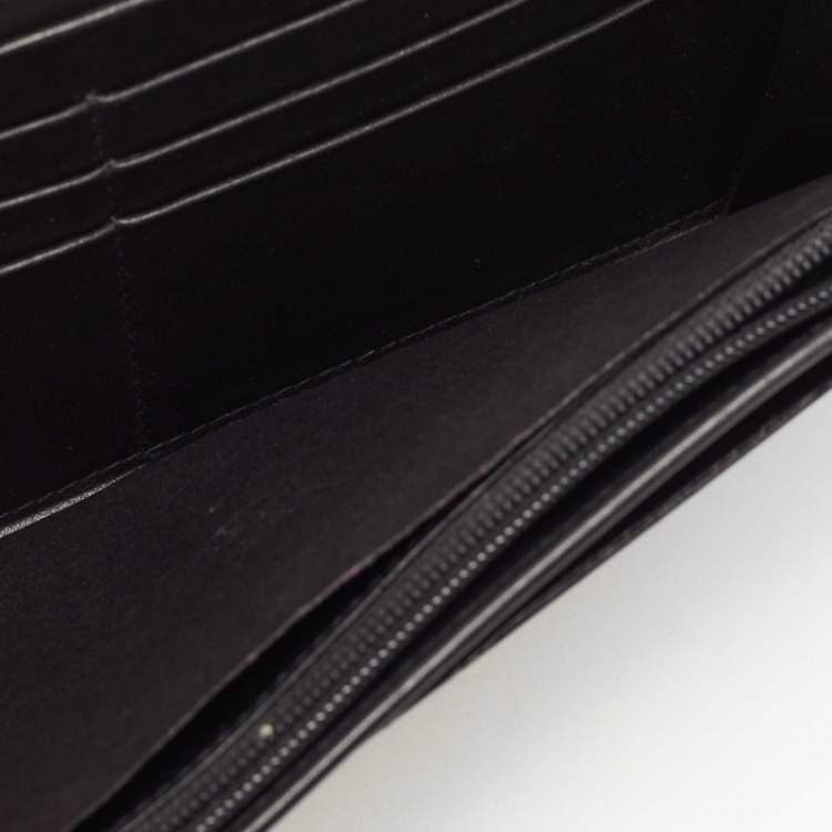 Pre Owned Cartier Black Glossy Leather Metal Flap Continental Wallet
