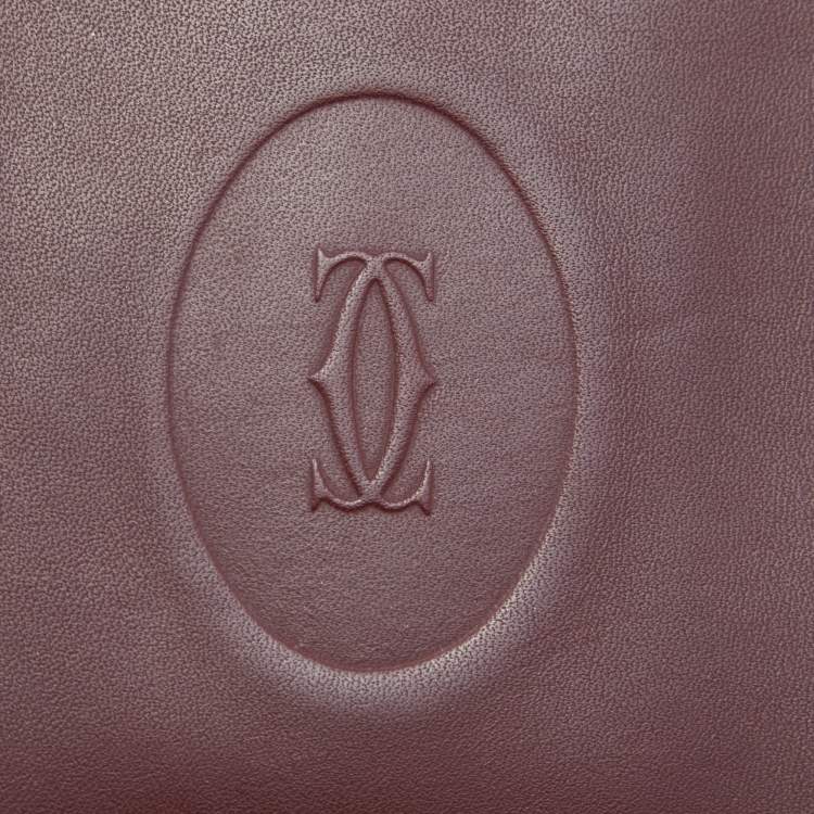 Pre Owned Cartier Burgundy Leather C de Cartier Long Bifold Wallet