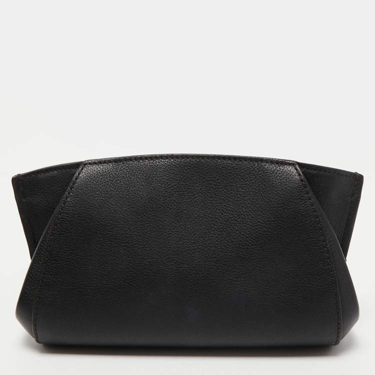 Pre Owned Cartier Black Leather C De Cartier Clutch
