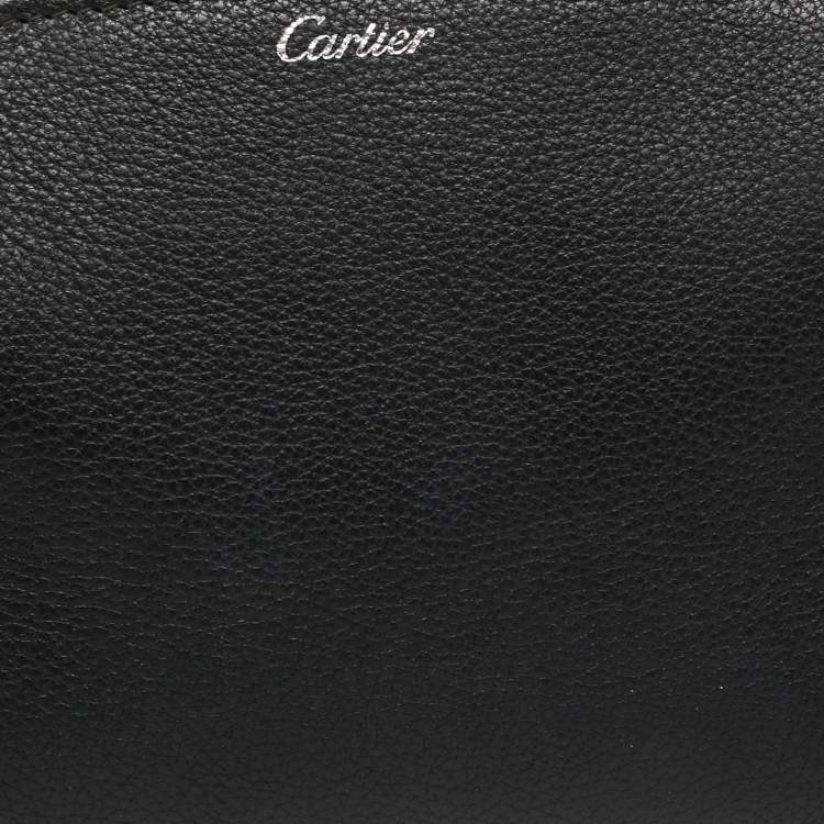 Pre Owned Cartier Black Leather C De Cartier Clutch