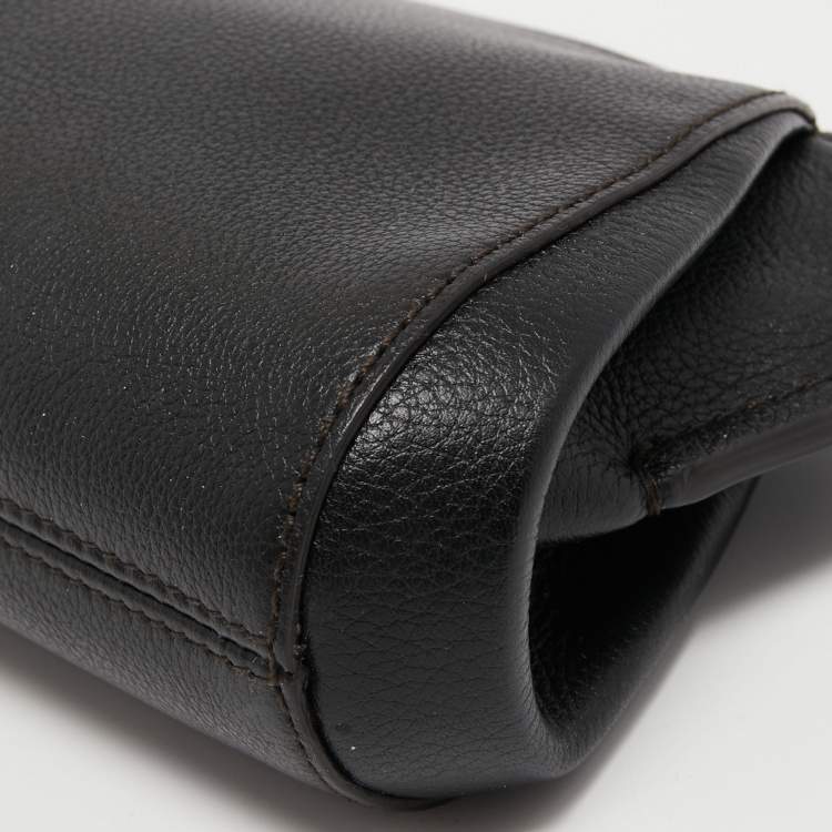 Pre Owned Cartier Black Leather C De Cartier Clutch