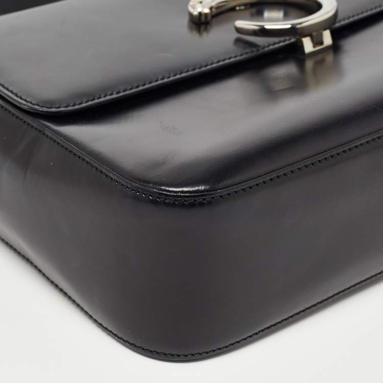 مملوكة مسبقًا Cartier Black Glossy Leather Panthere Shoulder Bag