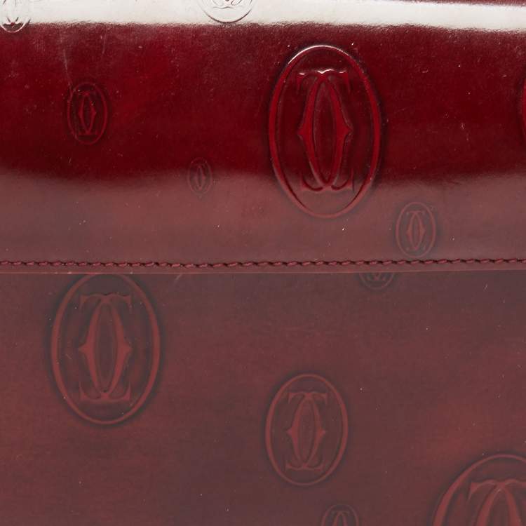 Pre Owned Cartier Burgundy Patent Leather Happy Birthday Baguette Bag