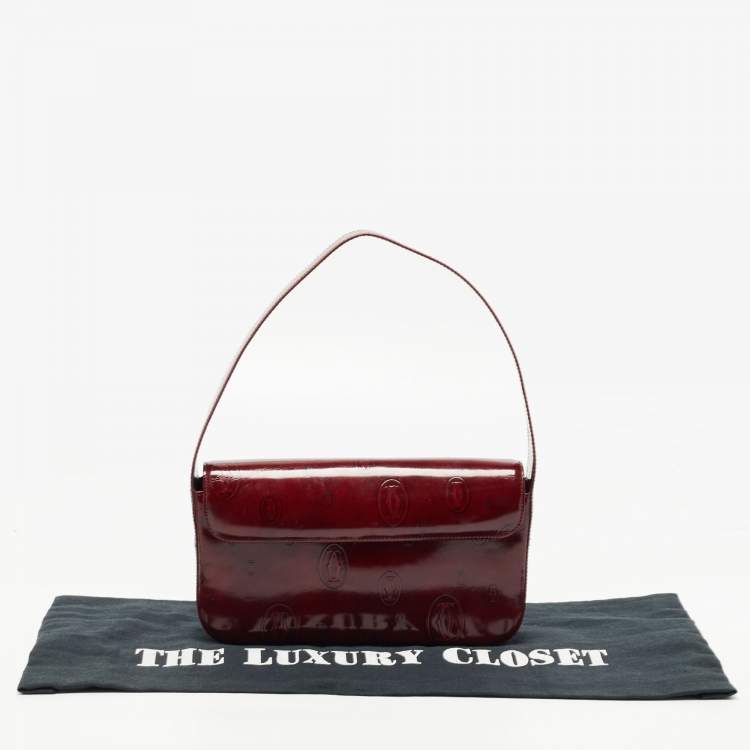 Pre Owned Cartier Burgundy Patent Leather Happy Birthday Baguette Bag