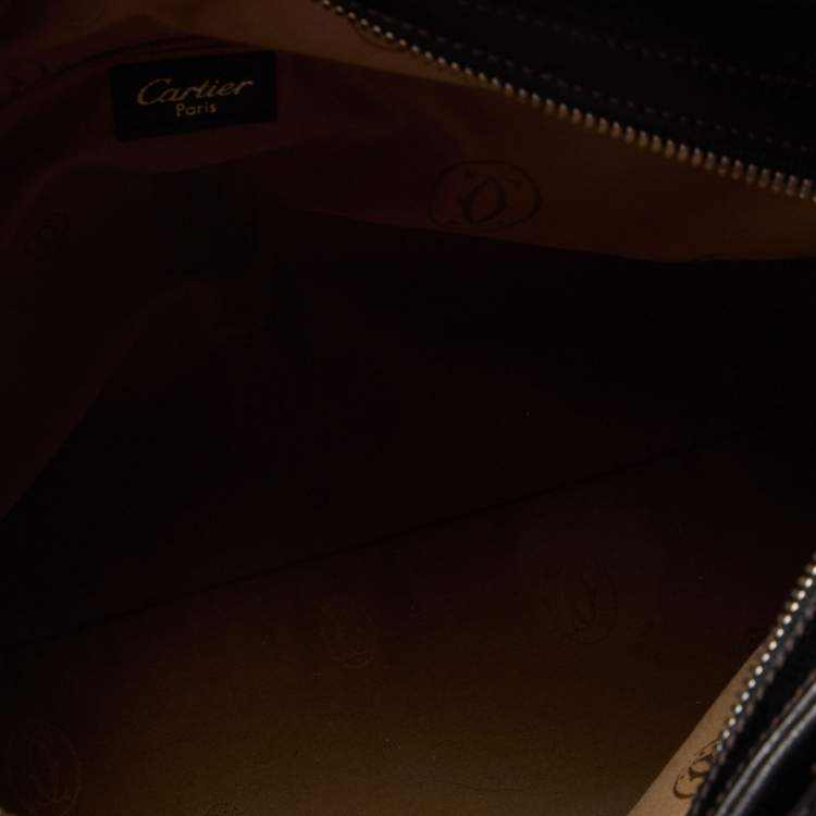 Pre Owned Cartier Black Leather Marcello de Cartier Top Handle Bag
