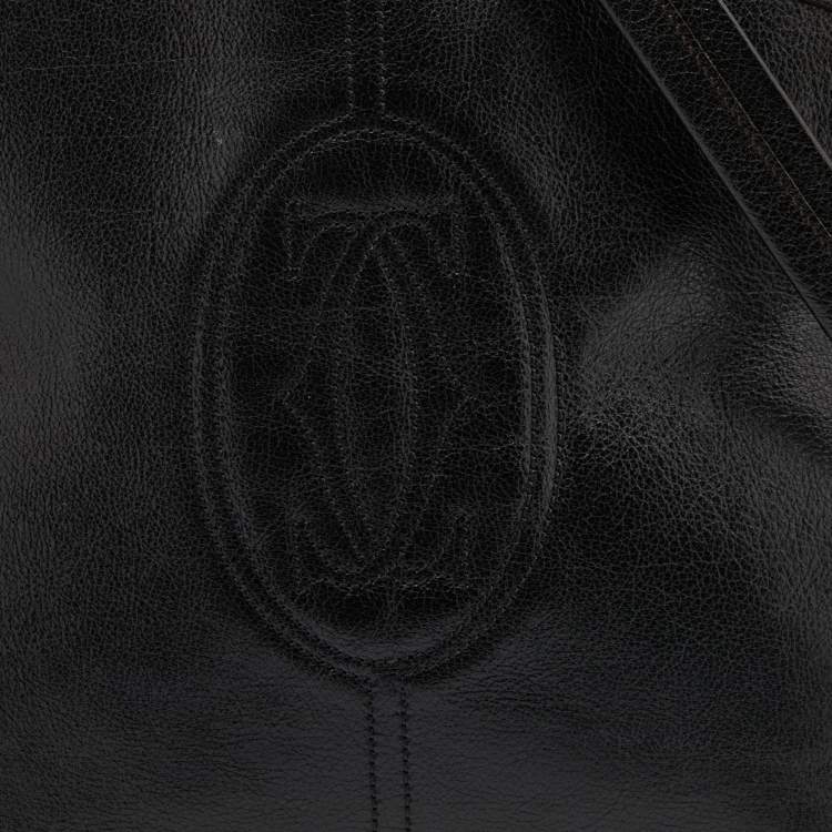 Pre Owned Cartier Black Leather Marcello de Cartier Top Handle Bag