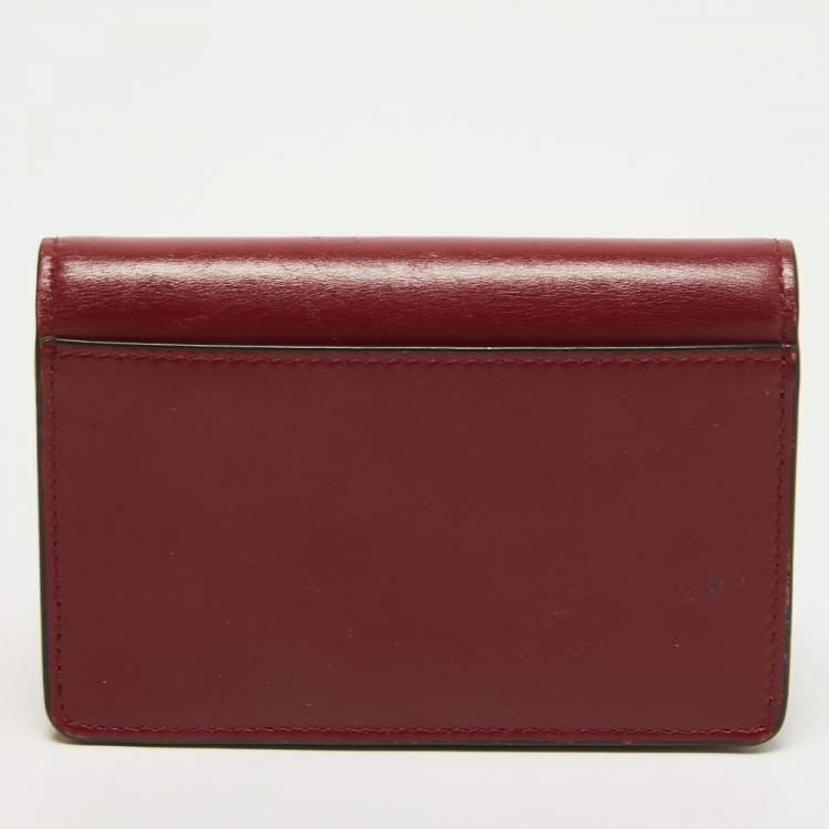 Pre Owned Cartier Red Leather Double C De Cartier Card Case