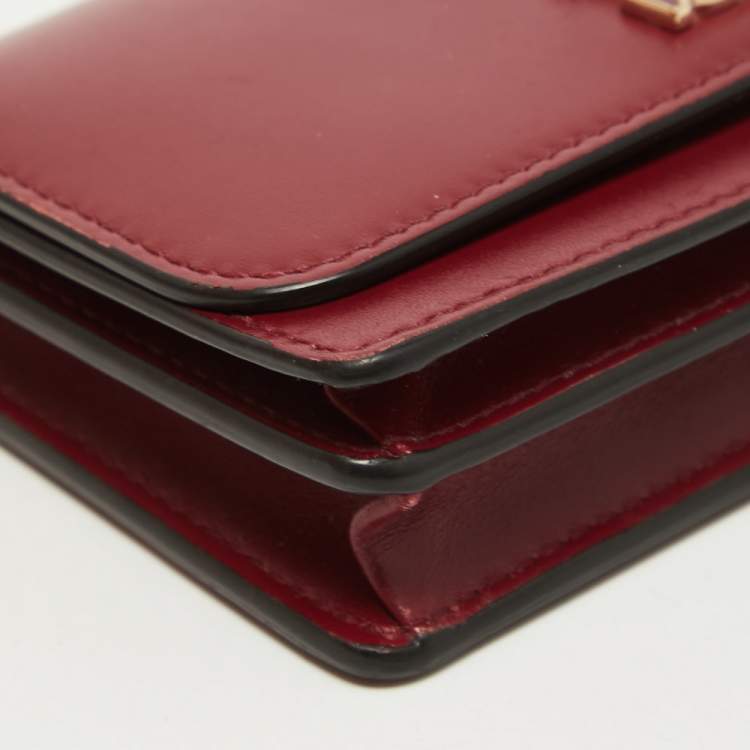 Pre Owned Cartier Red Leather Double C De Cartier Card Case