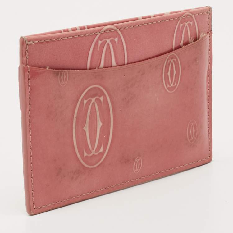 Pre Owned Cartier Pink Patent Leather Happy Birthday Card Holder