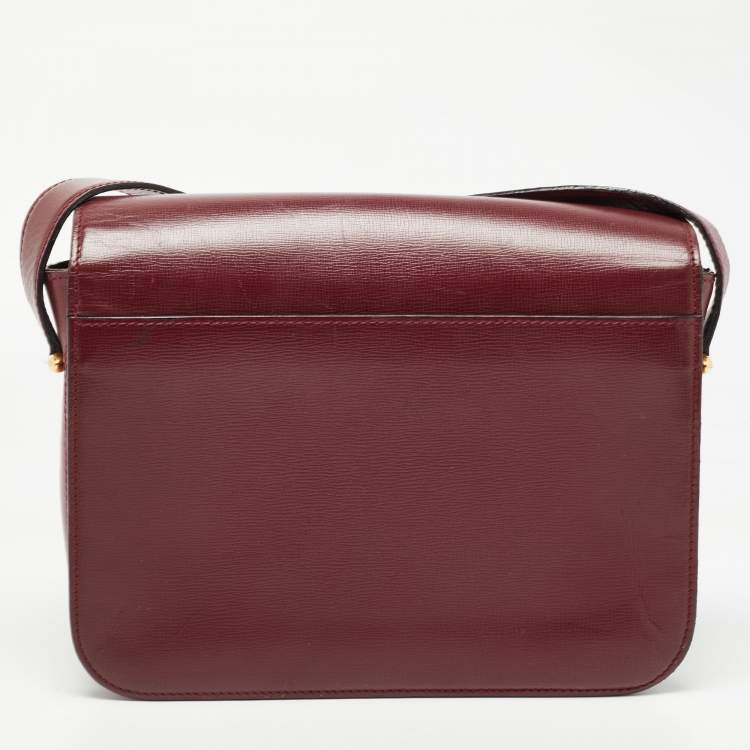 Pre Owned Cartier Burgundy Leather Must De Cartier Shoulder Bag