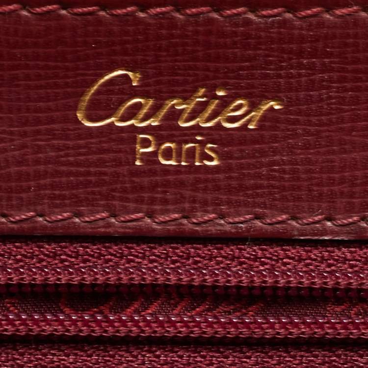 Pre Owned Cartier Burgundy Leather Must De Cartier Shoulder Bag