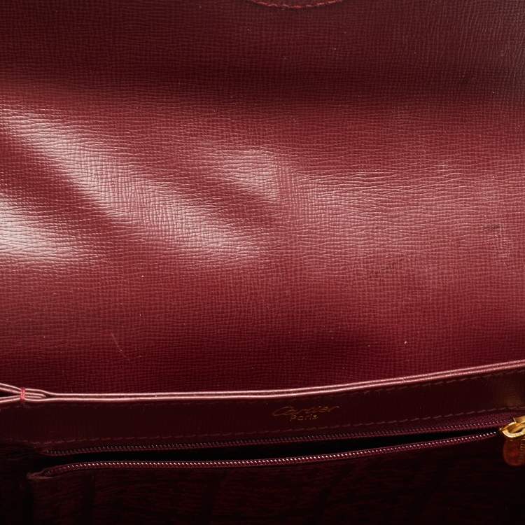 Pre Owned Cartier Burgundy Leather Must De Cartier Shoulder Bag