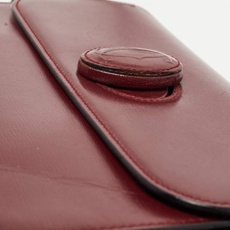 Pre Owned Cartier Burgundy Leather Must De Cartier Shoulder Bag