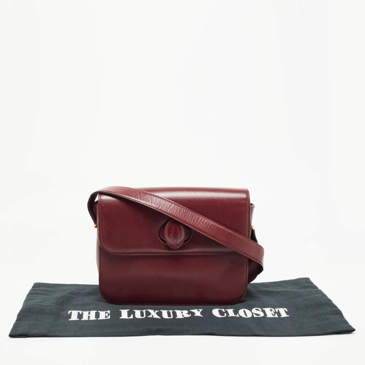 Pre Owned Cartier Burgundy Leather Must De Cartier Shoulder Bag