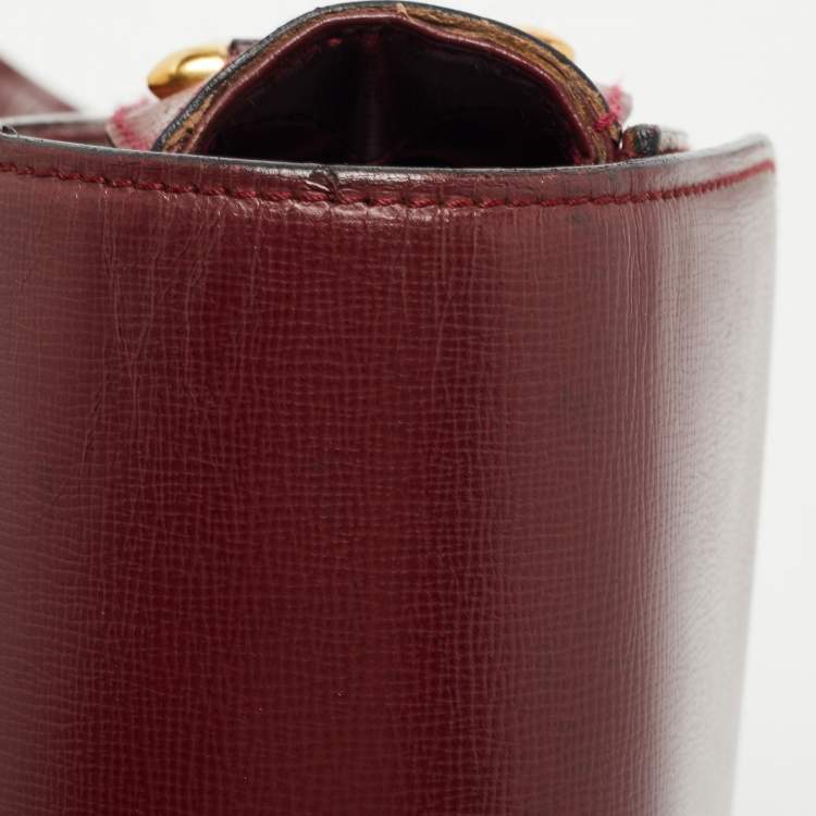 Pre Owned Cartier Burgundy Leather Must De Cartier Shoulder Bag
