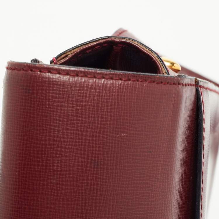 Pre Owned Cartier Burgundy Leather Must De Cartier Shoulder Bag