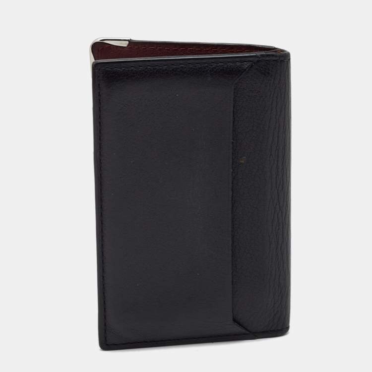 Pre Owned Cartier Black Leather Must De Cartier Bifold Card Case