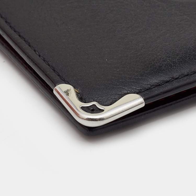 Pre Owned Cartier Black Leather Must De Cartier Bifold Card Case